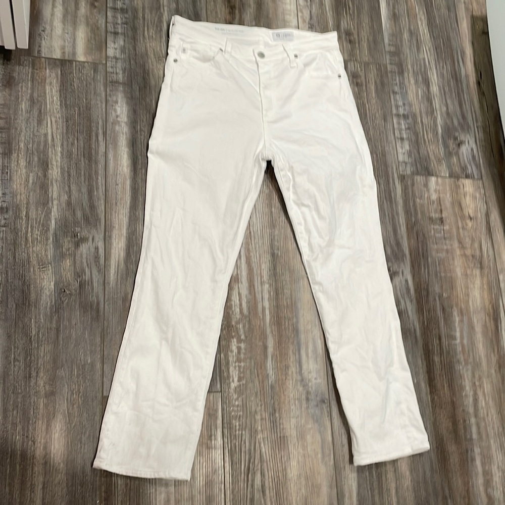 AG Adriano Goldschmied Mari Highrise White Cropped Straight Jeans